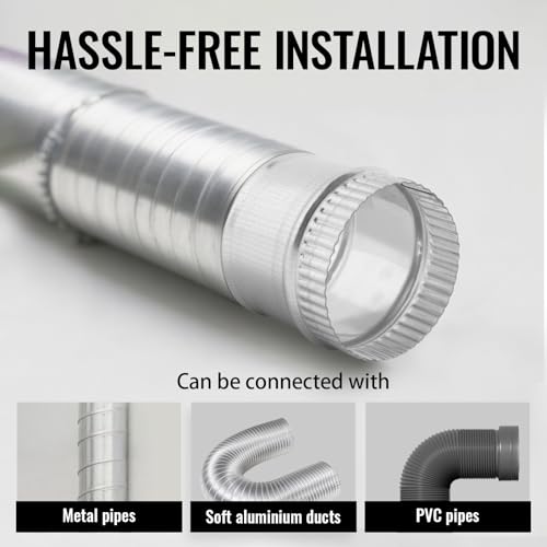 5 Inch Round Galvanized Steel Duct Connector - Metal Ventilation Pipe Coupler - Dryer Vent Hose Extension - HVAC Ducting Coupling for Straight Connection - size: 5 Inch