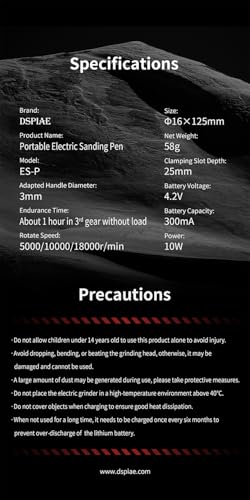 DSPIAE Portable Electric Sanding & Sharpening Pen – 3-Speed Mini Drill & Hobby Tool for Resin, Jewelry, DIY Crafts, Fine Polishing, Detail Grinding, 3mm Drill Compatible, Pen Sander Kit