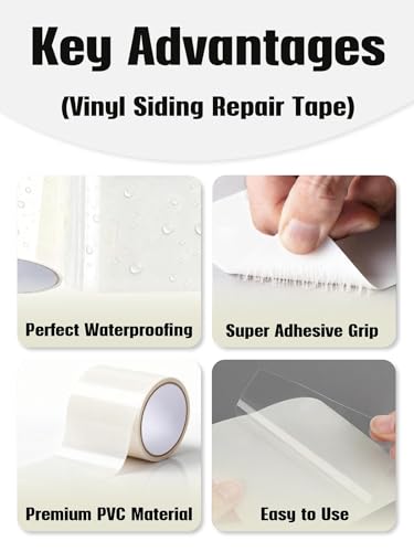 Self-Adhesive Bathtub Repair Kit & Vinyl Siding Patch Kit for Tub Crack, Hole, Wall Repair. Waterproof Shower Wall Cover & Plastic Bathtub Wall Solution. White Bathroom & Tub Repair Kit with Patch