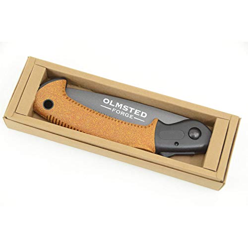 Hand Saw with 7 Inch Folding Blade and Push Button Lock - Portable Saw for Camping, Hiking, Hunting, Pruning, Tree Trimming, Cutting Branches
