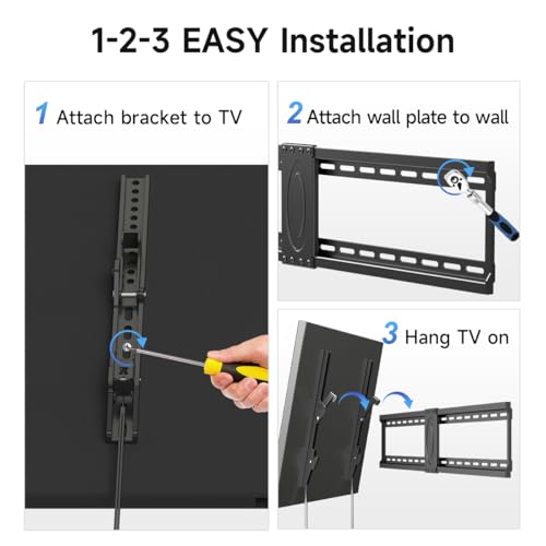 Suptek Tilt TV Wall Mount Bracket for Most 42-90 inch TV, Universal Mount with Max 800x400mm VESA and 154lbs Loading Capacity, Fits Studs 16” 18“ 24" Apart, Low Profile with Bubble Level (MT5084) - size: 42"-90" TV - for wood studs up to 24"