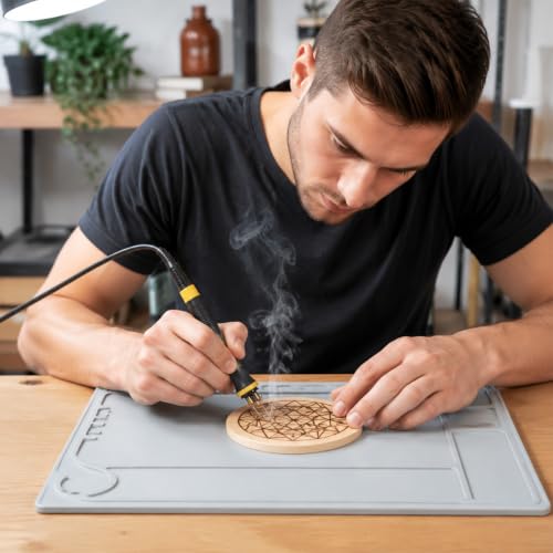 60W Wood Burning Kit, 25~750℃ Adjustable Temperature Pyrography Kit, Wood Burning Tool with 2 Pyrography Pens 30 Wire Nibs, Hat Burning Tool for Wood Leather Gourd Craft