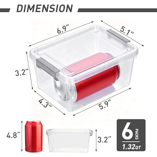 Citylife 6Packs 1.3Qt Small Storage Bins with Lids,Stackable Clear - color: Clear White, size: 1.3 QT(6 Pack)