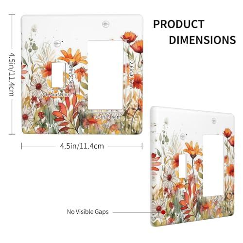Watercolor Wildflower Daisy Floral Plant Outlet Covers 1 Toggle 1 Rocker Combination Decorative Wall Plate Electrical Switch Plates Light Switch Cover Plate for Bedroom Living Room Decor - color: Watercolor Wildflower Daisy Floral Plant, size: 1 Toggle 1