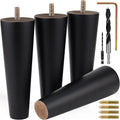 Airy Abode Premium Black Wood Furniture Legs (Full Install Kit) - Pick Your Size and Color - color: Black, size: 6 Inches