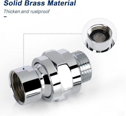 NearMoon Shower Head Swivel Ball Adapter - Solid Brass Shower Connector Ball Joint Adjustable Universal Shower Arm Extension Component (Chrome Finish) - color: Chrome Finish