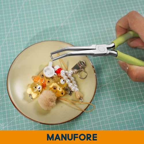 MANUFORE 2-Piece 6 Inch Green Mini Needle Nose Pliers with Non‑Serrated Jaw - color: Green