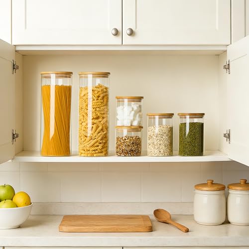 Vtopmart 74oz/27oz/20oz Glass Food Jars with Airtight Bamboo Lids, 3 Pack - size: 3 Pack (74oz/27oz/20oz)