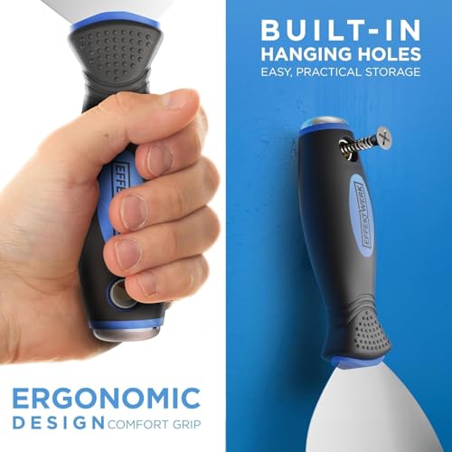 E•Werk - 5-Pc Scraper Set - Paint & Wallpaper Remover Set - Stainless Steel Spatula Knife Set for Plastering & Drywall Putty Filling - Ideal Painter Tools for Plaster Scraping & Finishing