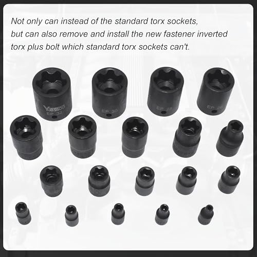 External Torx Plus Socket Set With 1/2'' 3/8'' 1/4'' Dr - color: Blue Case, size: 19 PCS - EP Socket