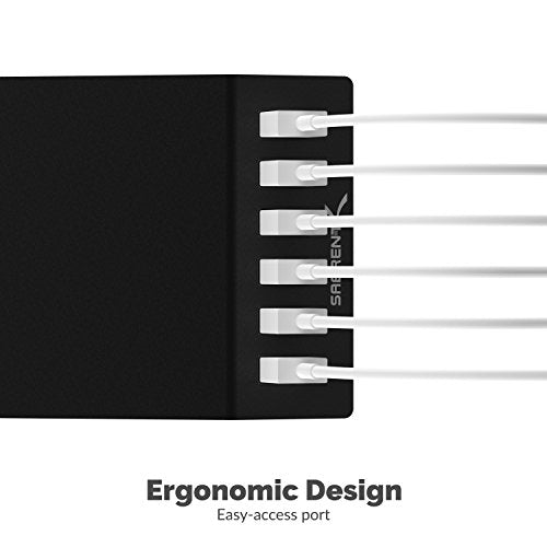 SABRENT 60W 6-Port USB Charging Station, Auto-Detect, UL (AX-FLCH-B) - size: 6-Port