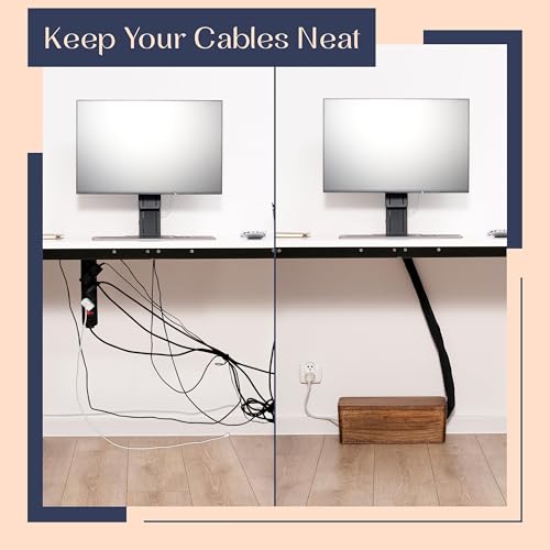 Mango Cable Management Box - Rustic Design (Natural, Large) | Mango Wood, Cable Organizer, Rustic Style, Modern Design, Desktop Storage - color: Natural