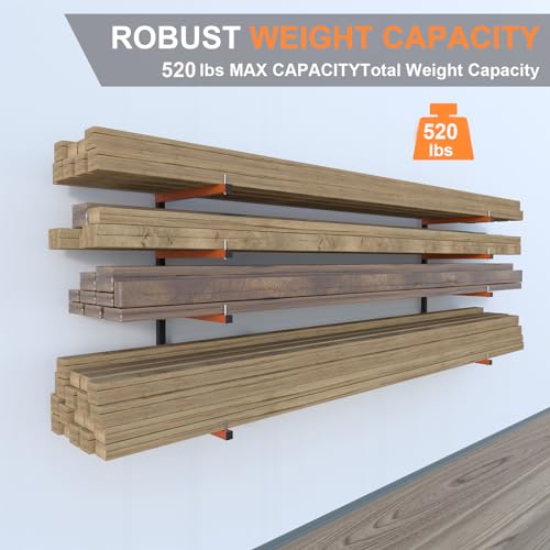 Lumber Storage Rack Wall Mount, Foldable 4-Level Wood Storage Rack - size: A-2 Pack