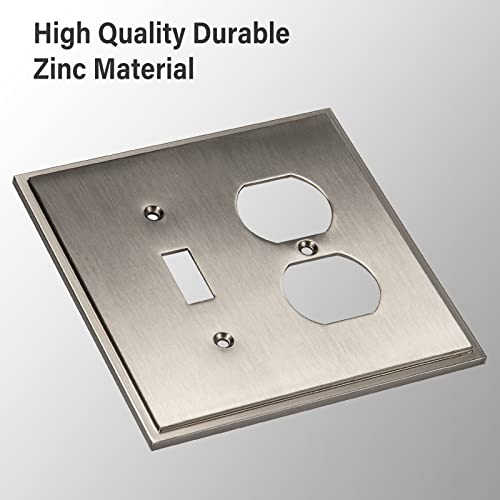 Henne Bery Soft Modern Decorative Wall Plate Switch Plate Outlet Cover (Toggle/Duplex, Satin Nickel) - style: Toggle/Duplex