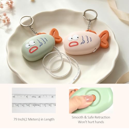 Cute Pink Fish Fashion Measuring Tape 79", Sewing Gifts w/Keychain - color: A6-Pink Fish