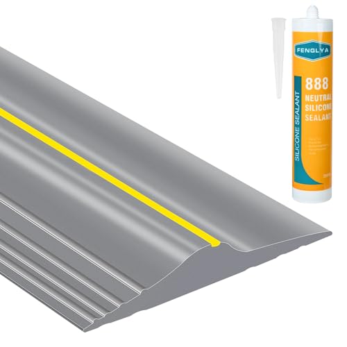 ToLanbbt 12Ft/3.7M Universal Garage Door Rubber Threshold Strip with 300ml Black Adhesive/Sealant, Weatherproof Seal Strip DIY Weather Stripping Replacement (Grey+Yellow) - color: Grey+Yellow, size: 12 Ft (incl. 1 adhesive)