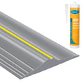 ToLanbbt 12Ft/3.7M Universal Garage Door Rubber Threshold Strip with 300ml Black Adhesive/Sealant, Weatherproof Seal Strip DIY Weather Stripping Replacement (Grey+Yellow) - color: Grey+Yellow, size: 12 Ft (incl. 1 adhesive)