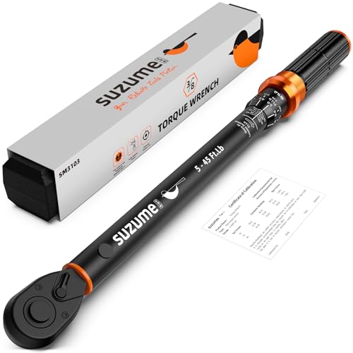 SUZUME 3/8 Inch Drive Torque Wrench Loud Click (5-45 Ft.Lb / 6.8-61 N.m) - size: 3/8"