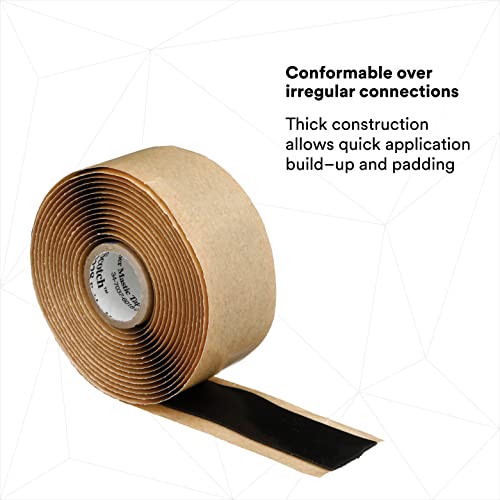3M Scotch Rubber Mastic Tape 2228, 1 in x 10 ft, Black, 1 Roll - size: 1 in x 10 ft