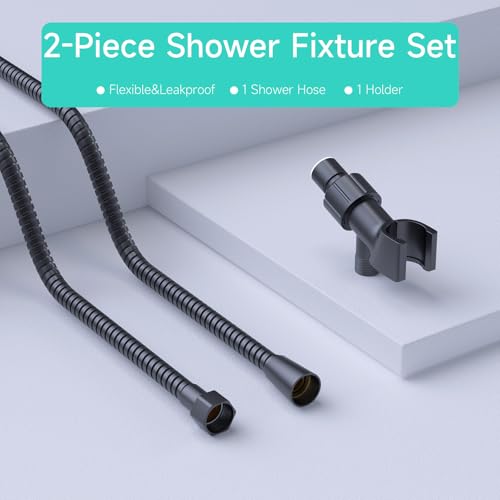 MAYYAYA Brass Ball Handheld Shower Head Holder, 59IN ShowerHead Hose, Black - color: Black