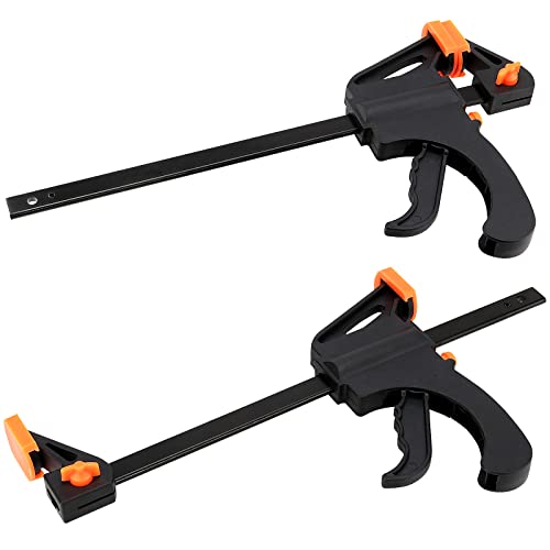 PINGEUI 4 Packs 8 Inches Quick Grip Clamps, Adjustable Wood Clamps, Light Duty Bar Clamps for Woodworking, Furniture Assembling, Manufacturing, 150 lbs Max Clamping Force