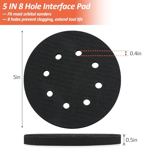 4 Pack 5 Inch 8 Holes Foam Sanding Pads for Orbital Sander
