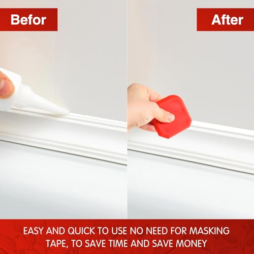 Outus 2 Pieces Caulking Tool Set Silicone Sealant Grout Tool for Kitchen Bathroom Floor Sealant Sealing(Red) - color: Red
