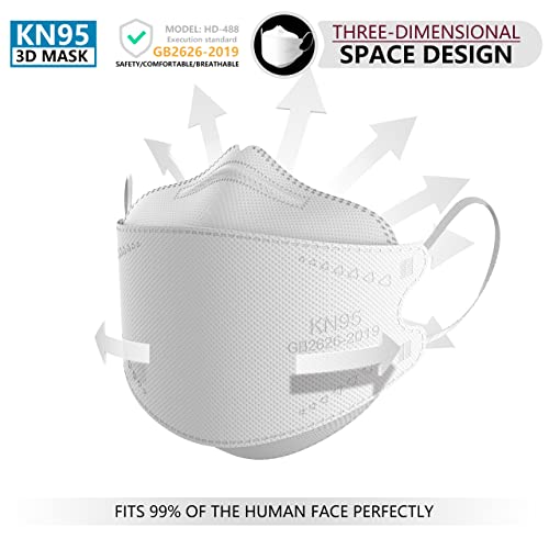 KN95 Face Masks 50 Pack, Breathable Comfortable and Disposable KN95 Mask, White - color: Adult White