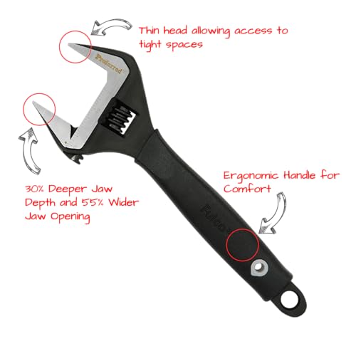 Plumbing Adjustable Wrench, Black Phosphate Finish, 4 Available Size Options 6-inch, 8-inch, 10-inch, 12-inch - T08003 - size: 10-Inch
