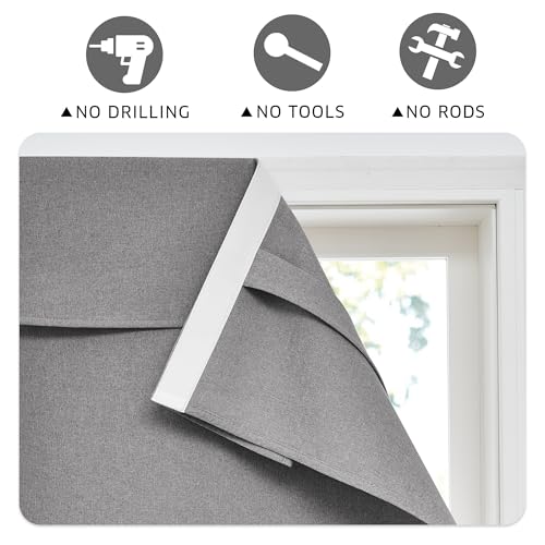 RYB HOME 100% Blackout Classroom Door Window Cover, Sidelight Curtains - color: Grey, size: 12"W x 40"L (Pack of 1)