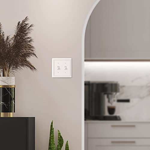 DEWENWILS White Light Switch Cover, Metal Toggle Light Switch Wall Plate - color: White, size: 2 Toggle 2PK