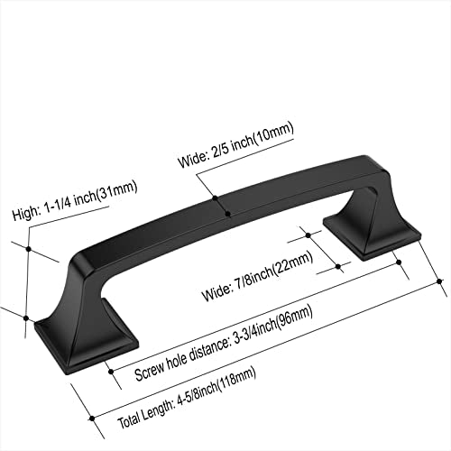 Amerdeco 10 Pack Matte Black 3-3/4 Inch(96mm) Hole Centers Kitchen Cabinet Pulls Hardware Kitchen Handles for Cabinets Cupboard Handles Drawer Pulls - color: Matte Black, size: 3.75" hole center
