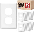 60 Pack Outlet Covers Bulk, Light Switch Cover Plate Standard Size 1-Gang 4.50" x 2.75", Duplex Wall Plates, Outlet Covers Wall Plate, Polycarbonate Thermoplastic, White - color: 60 Pack