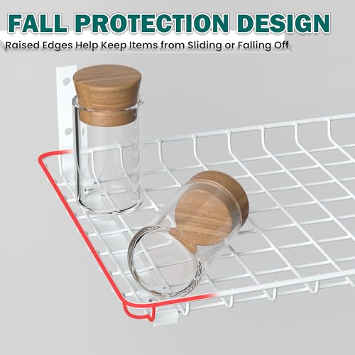 EVERHANGER Garage Wall Shelves 12x18 Inch, Wall Mounted Storage Shelf - color: White, size: 18X 12inch
