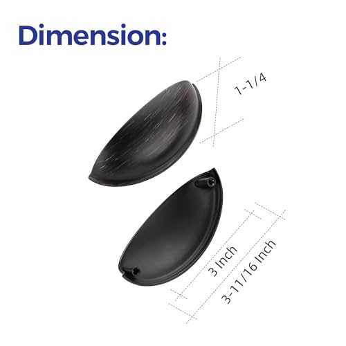 Ravinte Oil Rubbed Bronze Drawer Pulls Cabinet Cup Pulls 3 Inch 10 Pack | Kitchen Hardware, Cup Pull Shape, Cabinet Handles, Drawer Handles, Smooth Drawer Grip,For Dressers, Cupboards - color: Oil Rubbed Bronze