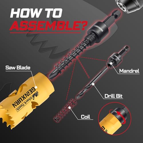 Geinxurn 1 Inch(25mm) Hole Saw, 2PCS HSS Bi-Metal Hole Saw Kit with Shark Tooth Hole Cutter for Wood,Drywall, PVC Boards and Thin Metal - color: 2 PCS 1"