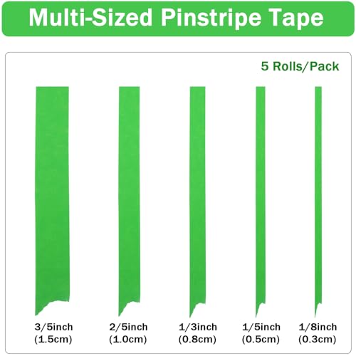 5 Rolls Pinstripe Tape Thin Painters Masking Tape - color: Green
