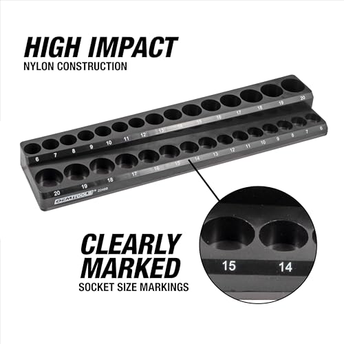 OEMTOOLS 22487 3 Piece Metric Magnetic Socket Organizers for Toolboxes, Socket Holder, Black Tool Box Organizer | Metric Magnetic Socket Holder, Non-Marring Rubberized Base Socket Holders, 1/4, 3/8, 1/2 Inch Sizes, Clearly Marked Sizes - style: 3Pc Black