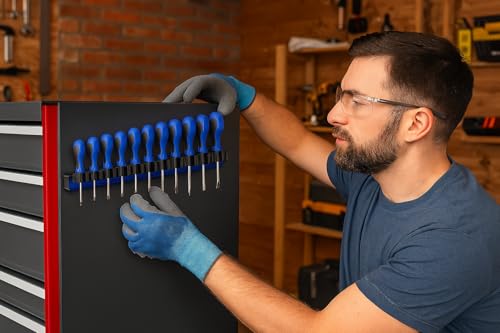 Magnetic Screwdriver Organizer for Tool Box Drawer – Holds 16 Tools – Magnetic Tool Box Organizer Rack – Screwdriver Holder for Toolbox, Drawer, or Wall Mount - color: BLUE
