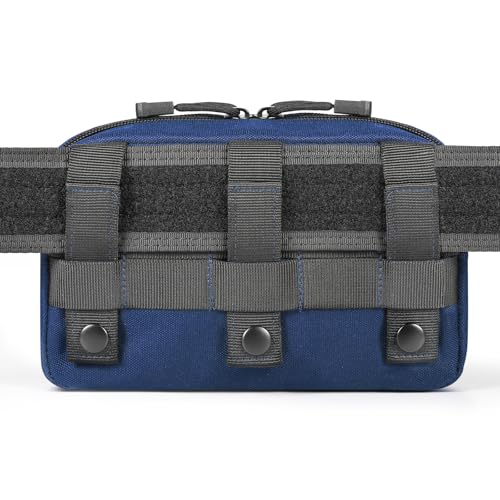 FRTKK Tactical Molle Admin Pouch Utility Laser Cut EDC Tool Pouch Bag Horizontal Modular Pouches Include US Flag Patch and Keychain - color: Blue