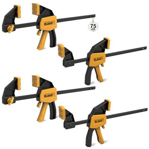 6" Mini Bar Clamps for Woodworking, 4-Piece One-Handed F Clamp/Spreader, 75LBS Load Limit Wood Clamp, Quick Release Grip Clamps for Table Wood Working, Light-duty Tools - style: 4-Piece 75lbs