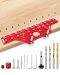 TANYO 2 In 1 Shelf Pin Jig and Hinge Jig, 35mm Drill Bits, Cabinet Hardware - color: Red, size: 11 Hole