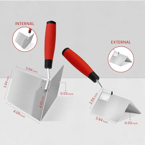 Fishark 2-Piece Drywall Corner Trowel Set, Stainless Steel