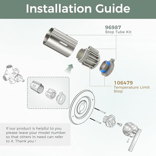 Compatible with Moen Stop Tube & Temperature Limit Stop Kit,Brushed Nickel - color: Brushed Nickel