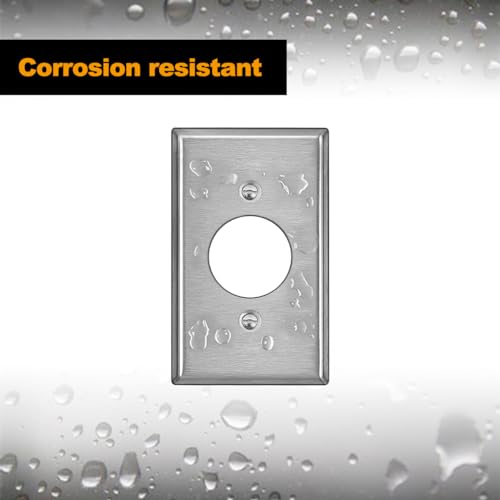 BESTTEN 2 Pack 1-Gang 1.406" Hole Metal Wall Plate for Single Receptacle - color: Brushed Stainless Steel