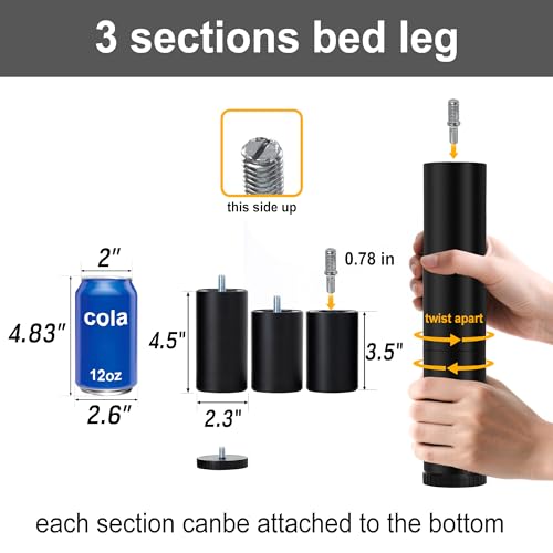 Adjustable Bed Legs Replacement for Adjustable Bed Frame Set of 4 - size: Set of 4