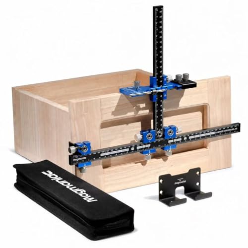Cabinet Hardware Jig, Cabinet Drawer Pull Jig, Cabinet Pull Template Tool | Drawer Handle Jig Adjustable Drill Guide Template Tool for Installation of Door Drawer Front Knob Handle & Pull (Blue-Black) - color: Blue-black