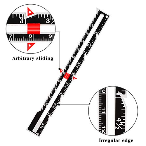 Frienda 2 Pcs Sewing Ruler Seam Gauge Metal Sliding Measuring Tool