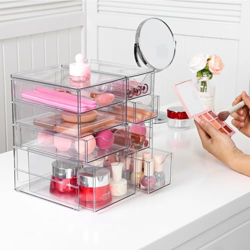 Vtopmart Acrylic Desk Organizer with 8 Drawers for Office, Makeup, Crafts - style: C