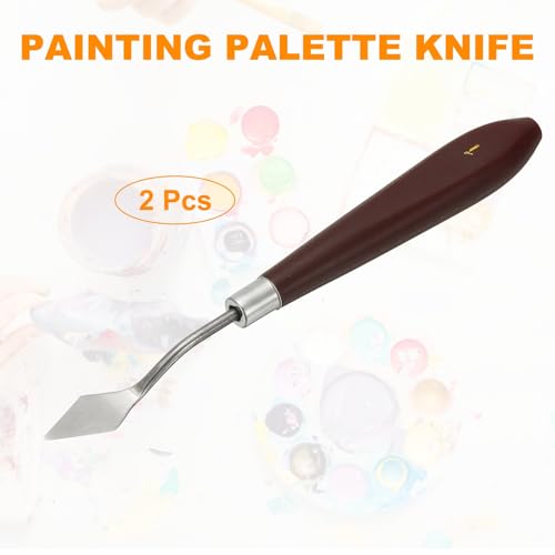 HARFINGTON 2pcs Palette Knife Painting Tool 1.18" x 0.51" Stainless Steel Art Spatula Pallet Knives Scrapers Tools with Plastic Handle for Acrylic Oil Canvas Mixing Spreading, Red/Silver - size: 1.18" x 0.51"
